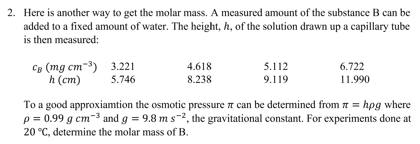 Solved Here is another way to get the molar mass. A measured | Chegg.com