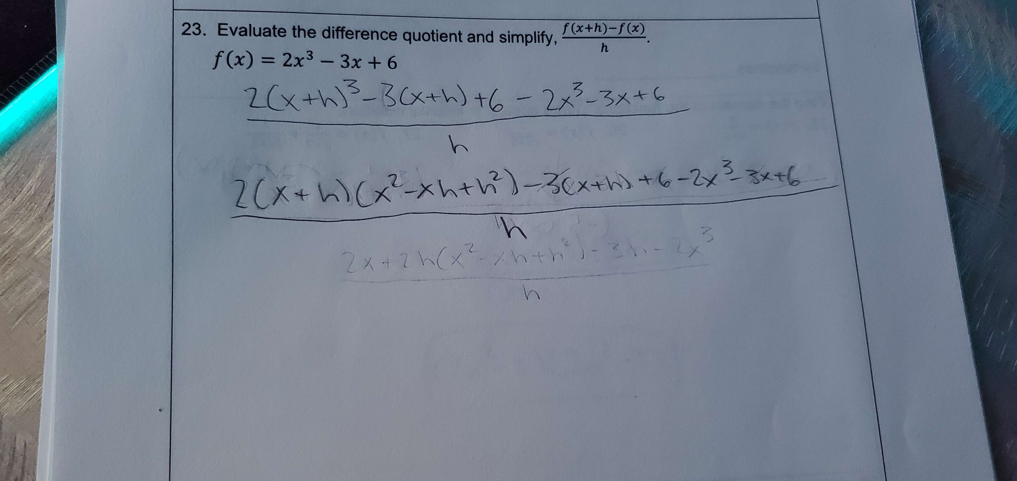 Solved 23 Evaluate The Difference Quotient And Simplify