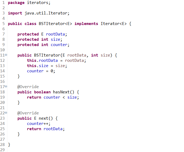 Solved Change/complete the BSTIterator.java class so that an | Chegg.com