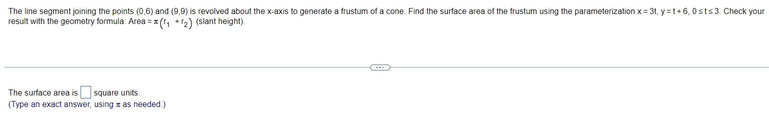 Solved result with the geometry formula: Area =π(r1+r2) | Chegg.com