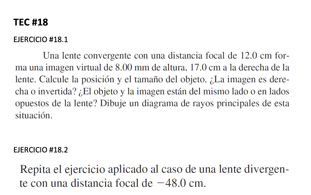 Una lente convergente con una distancia focal de 12.0 Chegg