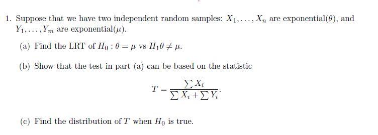Solved 1. Suppose that we have two independent random | Chegg.com