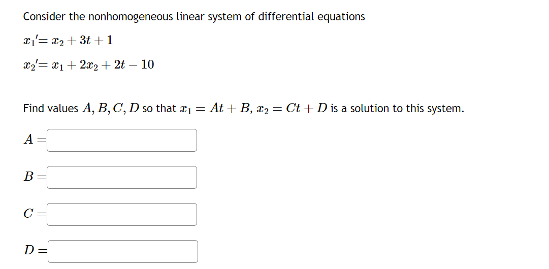 Solved Consider The Nonhomogeneous Linear System Of 0992