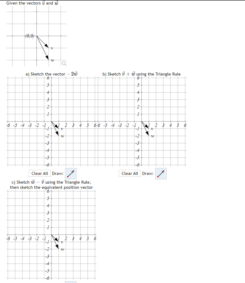 Solved Given the vectors and w (0,0) la a) Sketch the vector | Chegg.com
