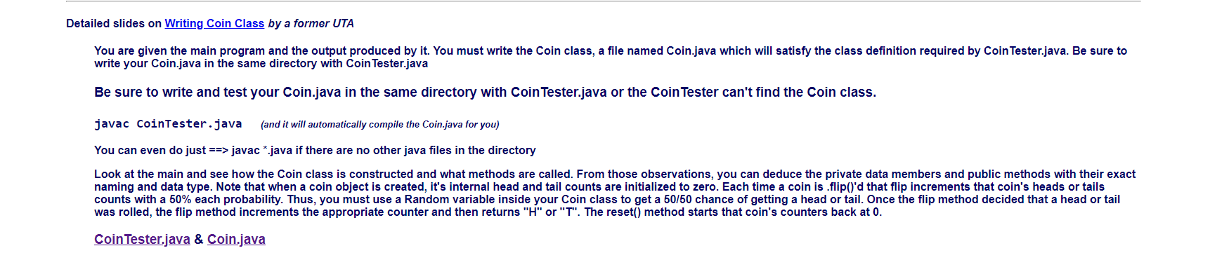 Solved CoinTester.java: /* CoinTester.java - tests | Chegg.com