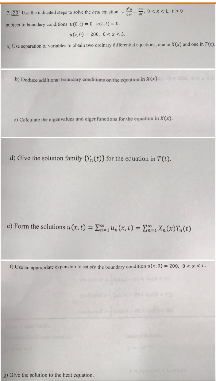 Solved Use The Indicated Steps To Solve The Heat Equation Chegg Com