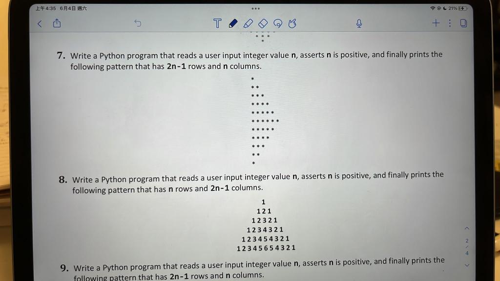 Solved 4:35 6848 @21 % 1 T Q + : 0 7. Write a Python program | Chegg.com