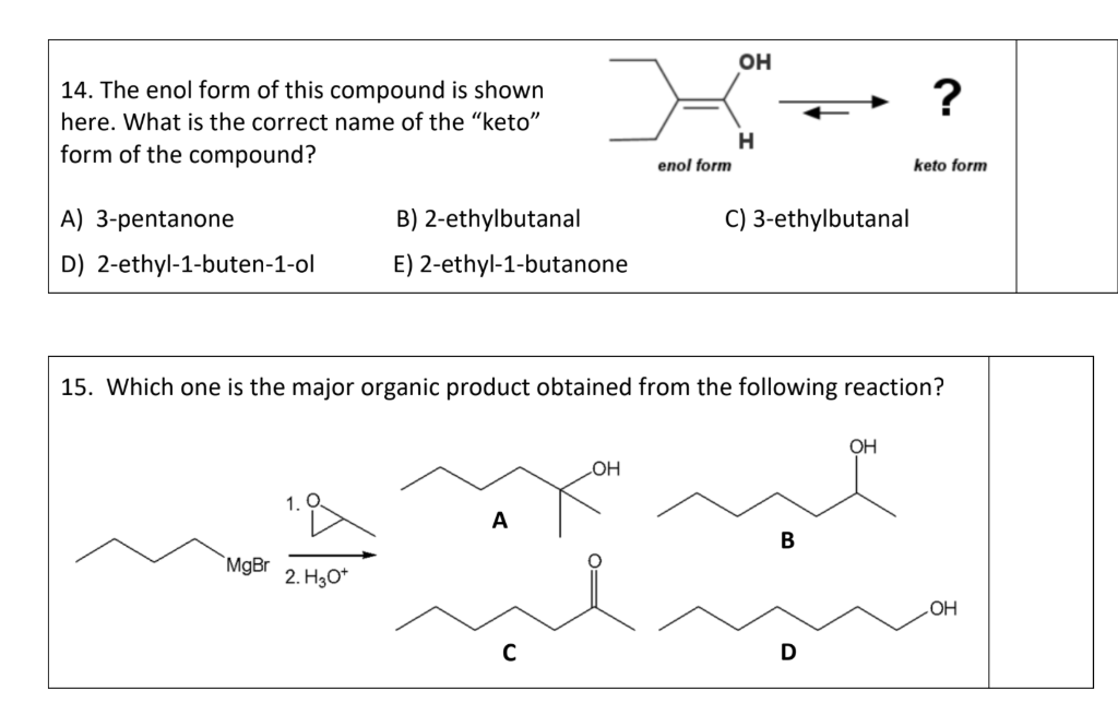 Solved OH ? 14. The enol form of this compound is shown | Chegg.com