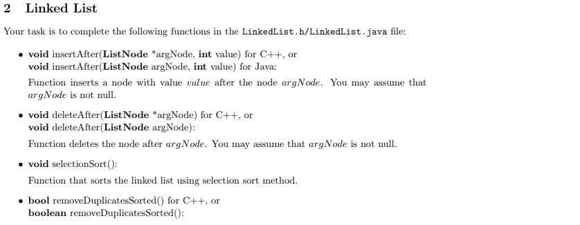 Solved 2 Linked List Your task is to complete the following | Chegg.com
