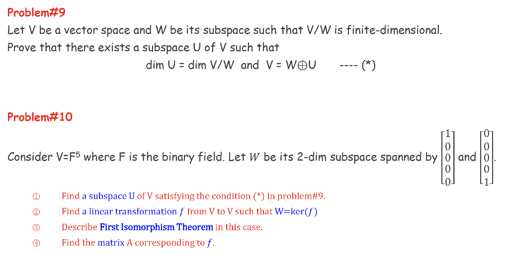 Solved Linear Algebra The Chapter Is Quotient Spaces And Chegg Com