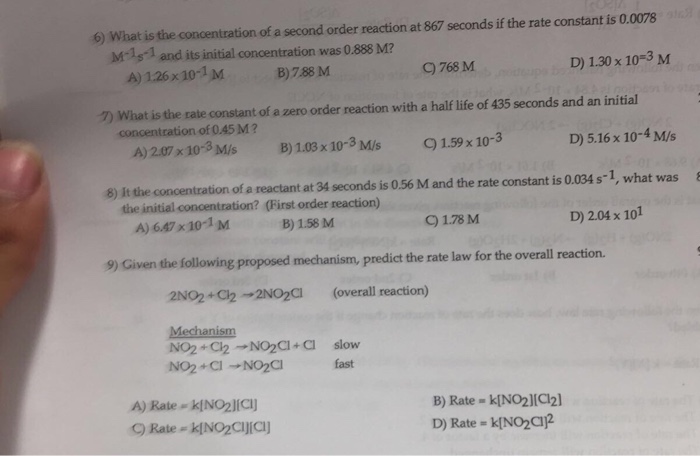 Solved 6) What is the concentration of a second order | Chegg.com