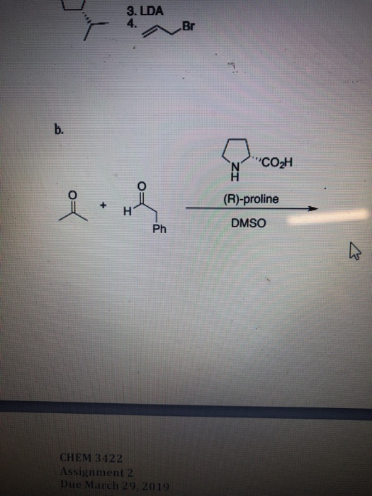 Solved 3. LDA b. N CO2H (R)-proline DMSO Ph CHEM 3422 | Chegg.com