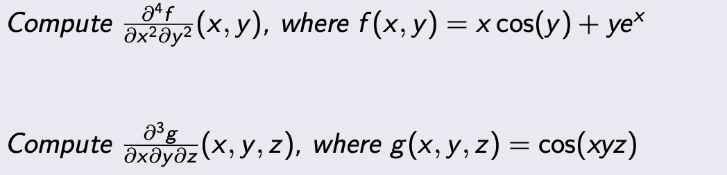 Compute \( \frac{\partial^{4} f}{\partial x^{2} \partial y^{2}}(x, y) \), where \( f(x, y)=x \cos (y)+y e^{x} \) Compute \( \