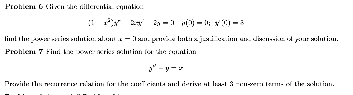 Solved Problem 6 Given The Differential Equation 1 X Y Chegg Com