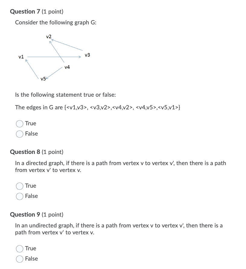 Solved Question 7 (1 point) Consider the following graph G: | Chegg.com