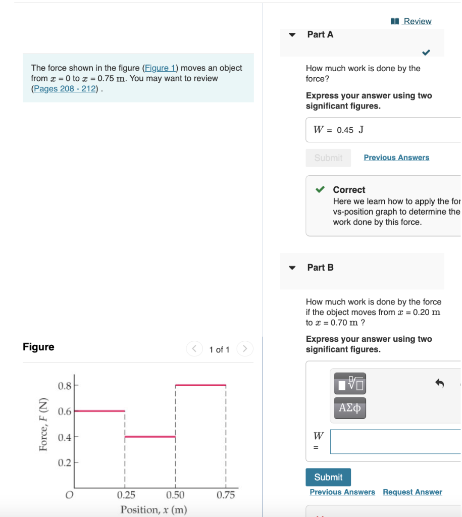 Solved Part B: How much work is done by the force if the | Chegg.com