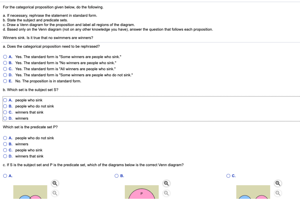 Solved For the categorical proposition given below, do the