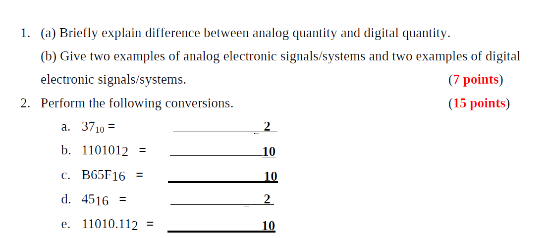 Solved 1. (a) Briefly explain difference between analog | Chegg.com