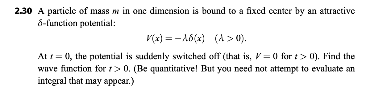 Solved 30 A particle of mass m in one dimension is bound to | Chegg.com