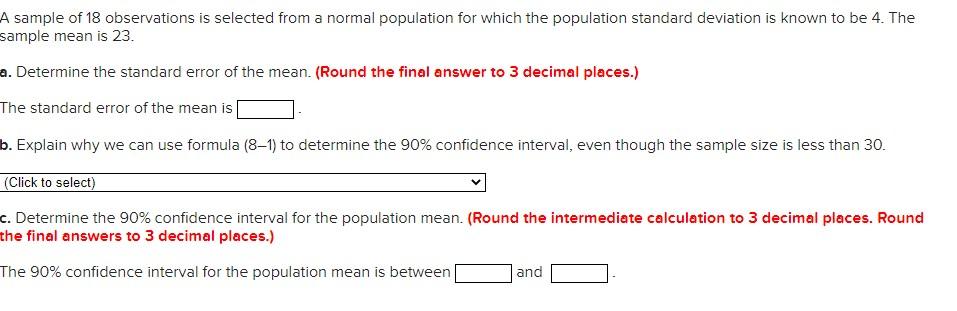 Solved A sample of 18 observations is selected from a normal | Chegg.com