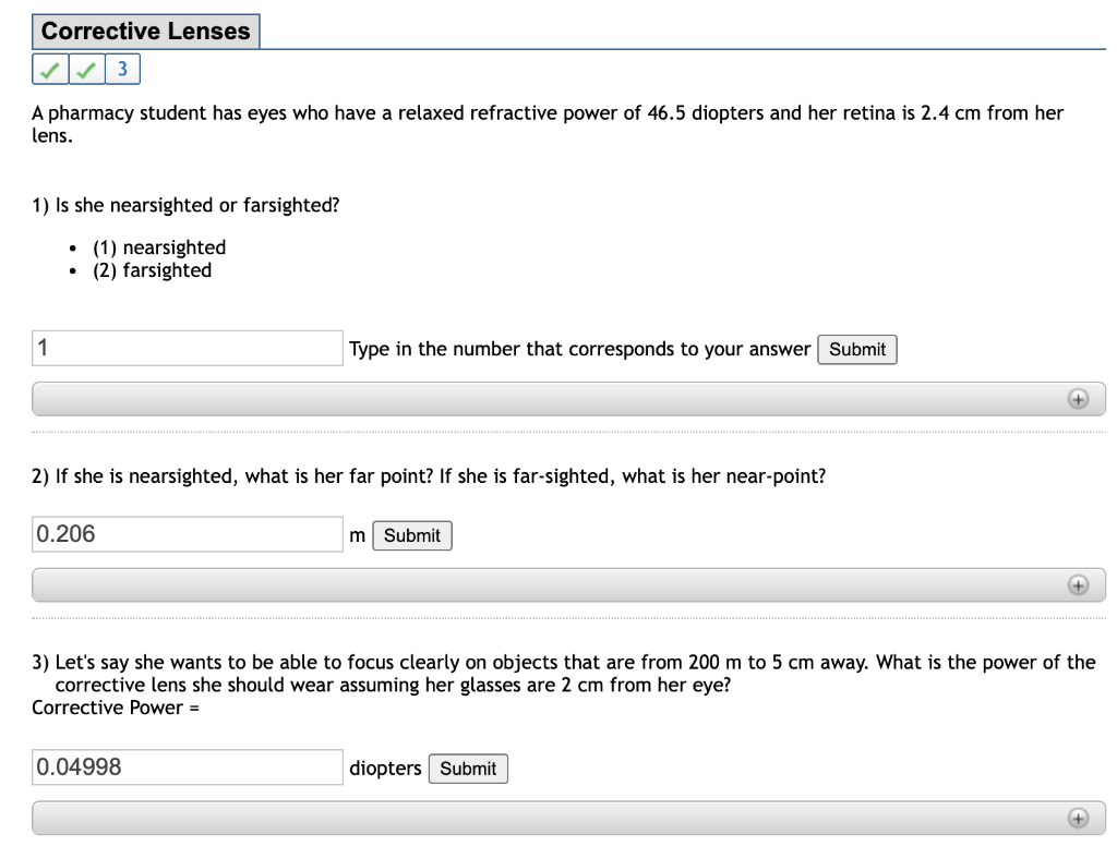 Solved Corrective Lenses V3 A pharmacy student has eyes who | Chegg.com