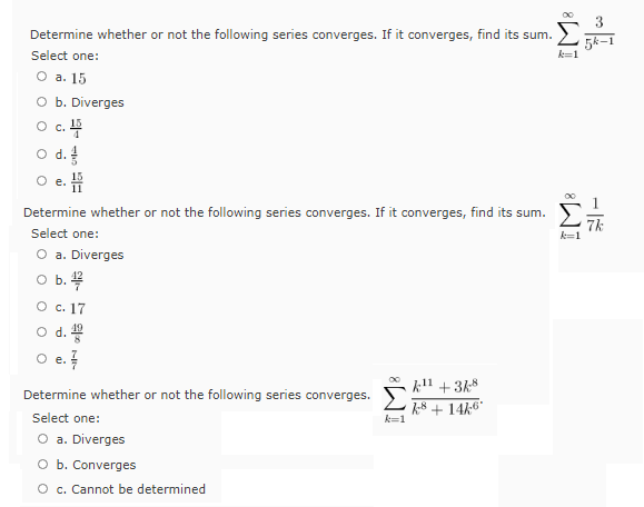 Solved Σ 3 5k- Determine whether or not the following series | Chegg.com