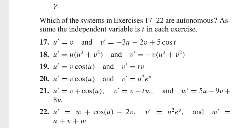 Solved V Which Of The Systems In Exercises 17 22 Are Auto Chegg Com