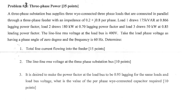 Solved Problem #2: Three-phase Power [35 points] A | Chegg.com
