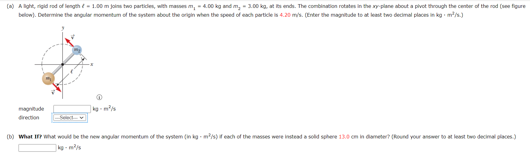 Solved magnitude kg⋅m2/s direction kg⋅m2/s | Chegg.com