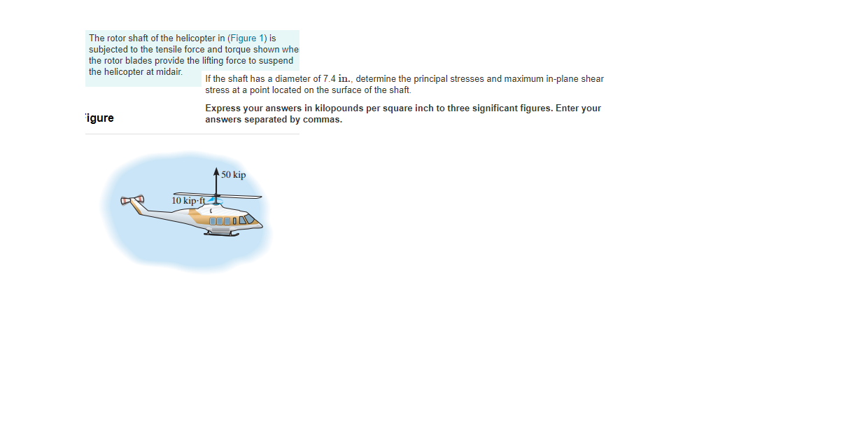 Solved The rotor shaft of the helicopter in (Figure 1) is | Chegg.com