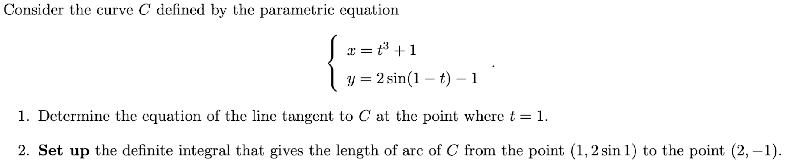 Solved Consider the curve C defined by the parametric | Chegg.com