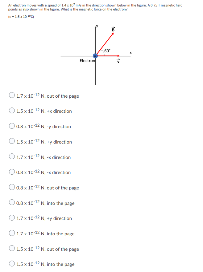 Solved An electron moves with a speed of 1.4 x 107 m/s in | Chegg.com