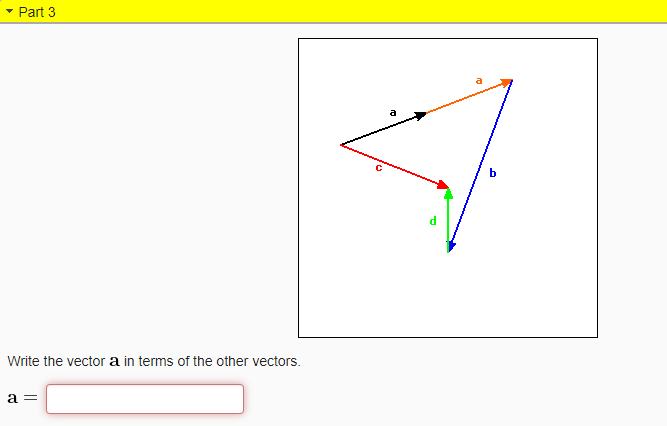 Solved Part 1 a b Write the vector a in terms of the other | Chegg.com