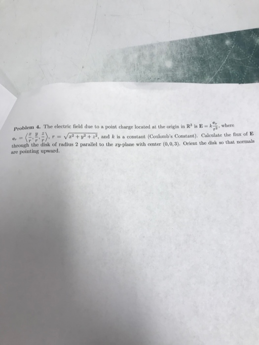 Solved Problem 4. The electric field due to a point charge | Chegg.com