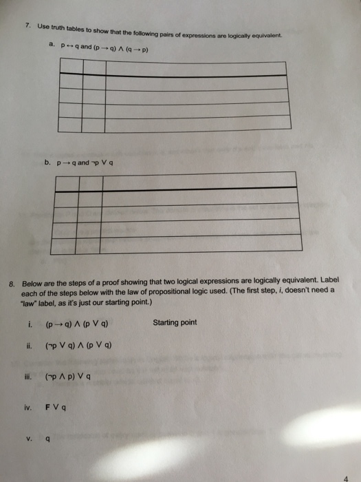 Solved 7. Use truth tables to show that the following pairs | Chegg.com