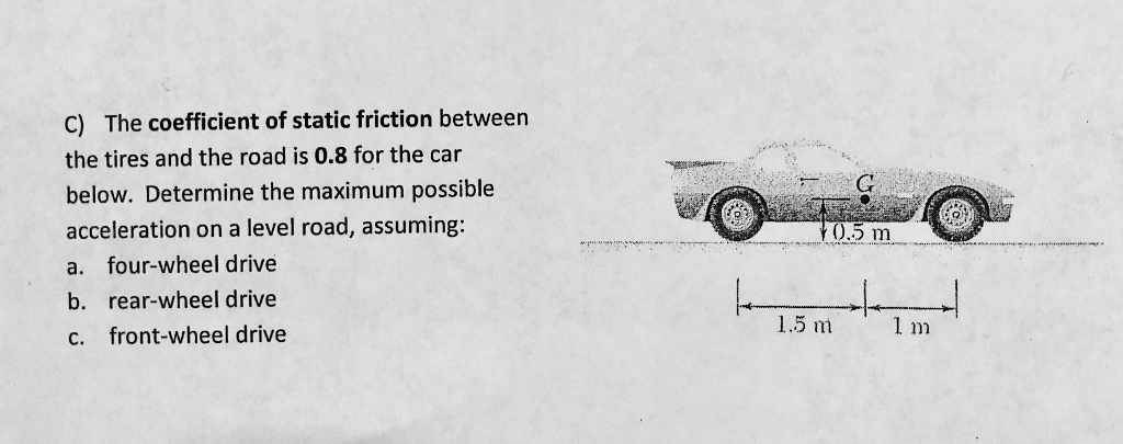 Solved C) The coefficient of static friction between the | Chegg.com