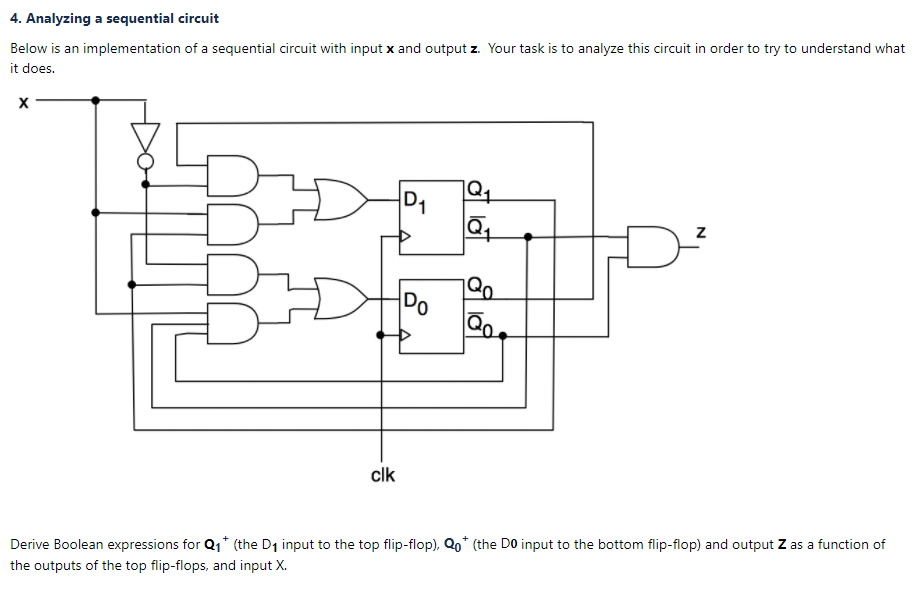 Solved 4. Analyzing a sequential circuit Below is an | Chegg.com