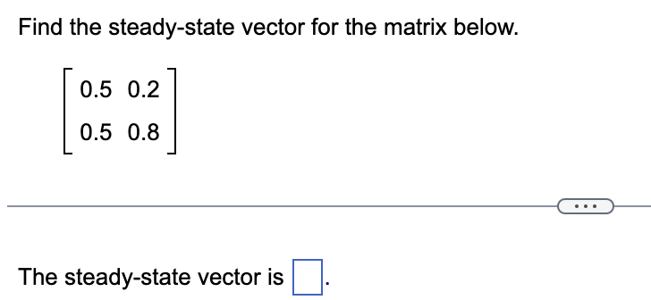 Solved Find the steady-state vector for the matrix below. | Chegg.com