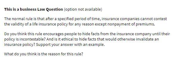 Solved This Is A Business Law Question (option Not | Chegg.com