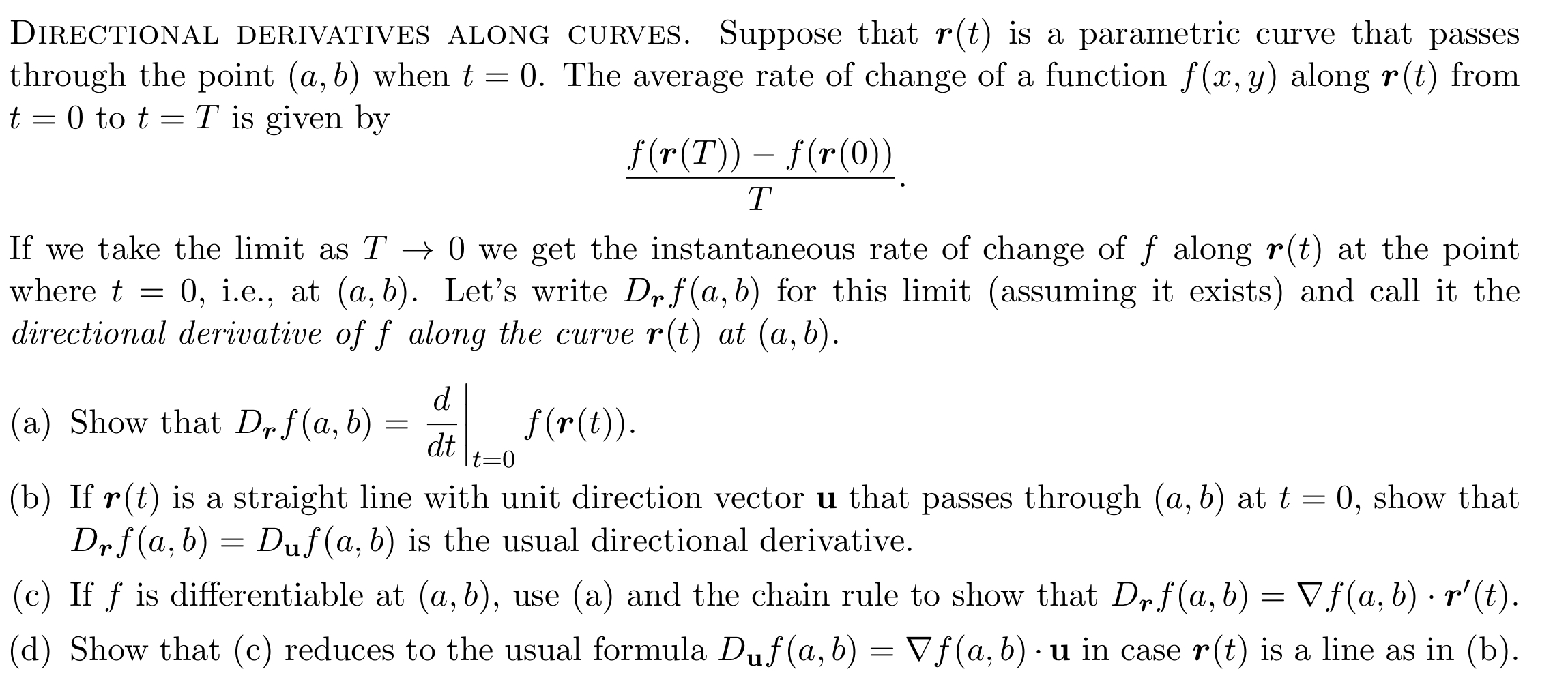 Directional Curve Example DIRECTIONAL DERIVATIVES ALONG CURVES. Suppose that | Chegg.com