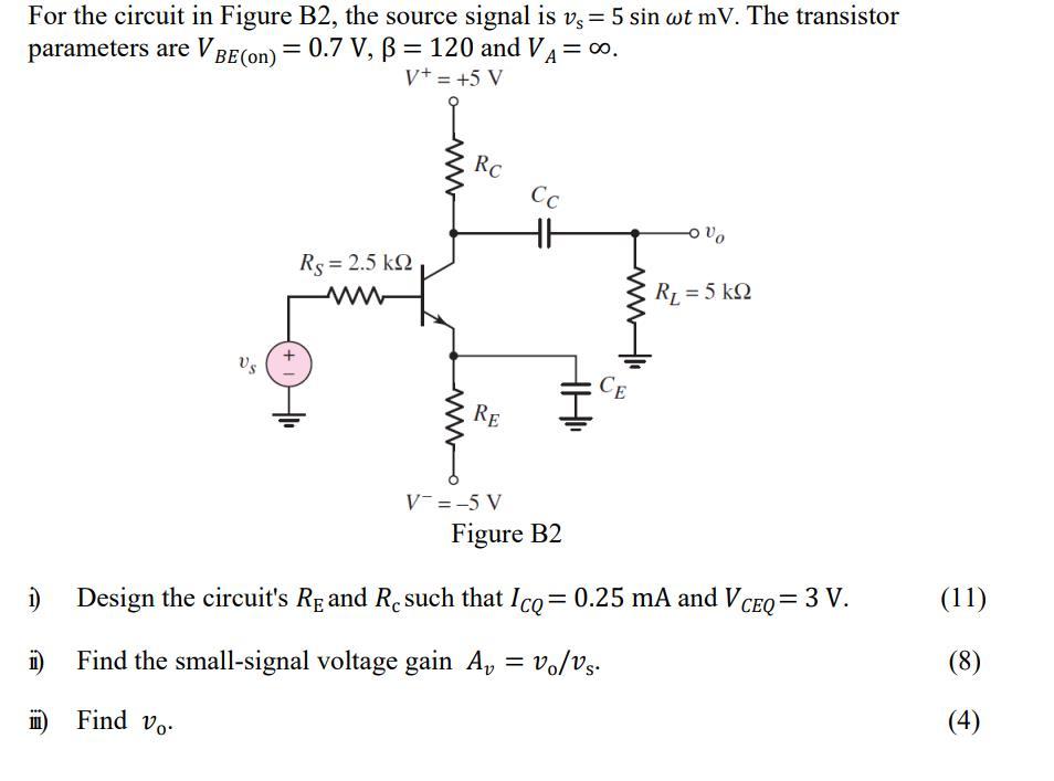 Solved For The Circuit In Figure B2, The Source Signal Is | Chegg.com