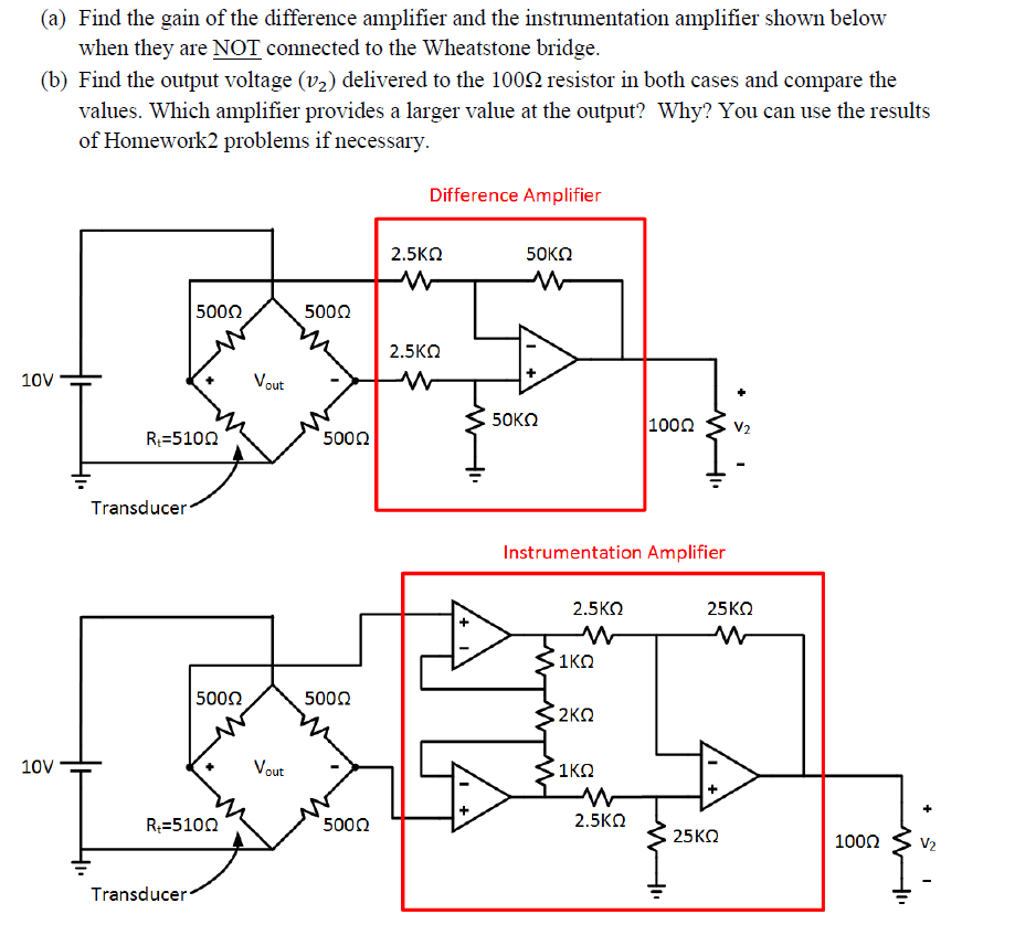 Solved (a) Find the gain of the difference amplifier and the