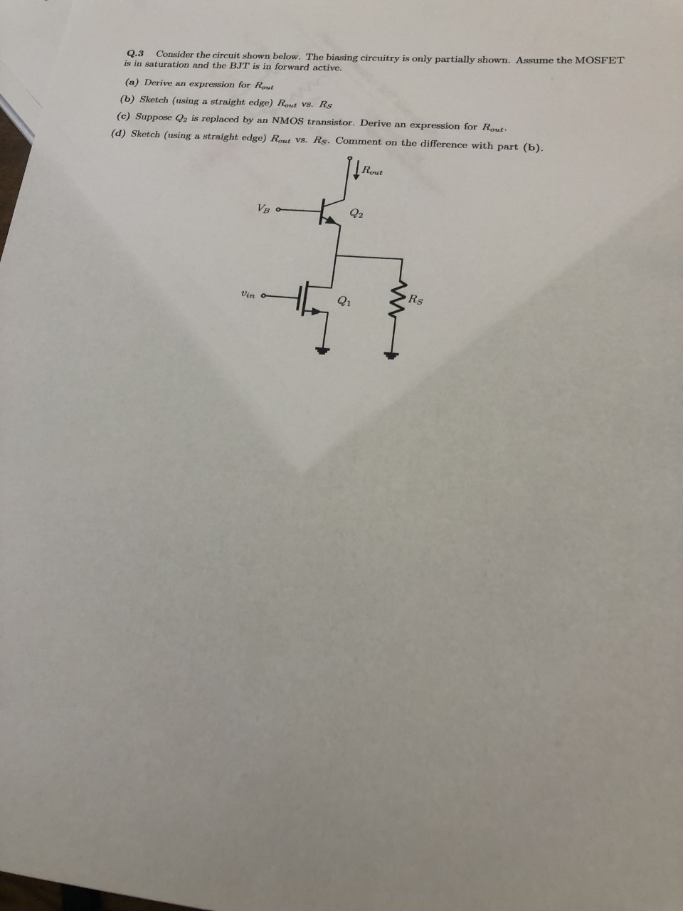 Solved .3 Consider The Circuit Shown Below. The Biasing | Chegg.com