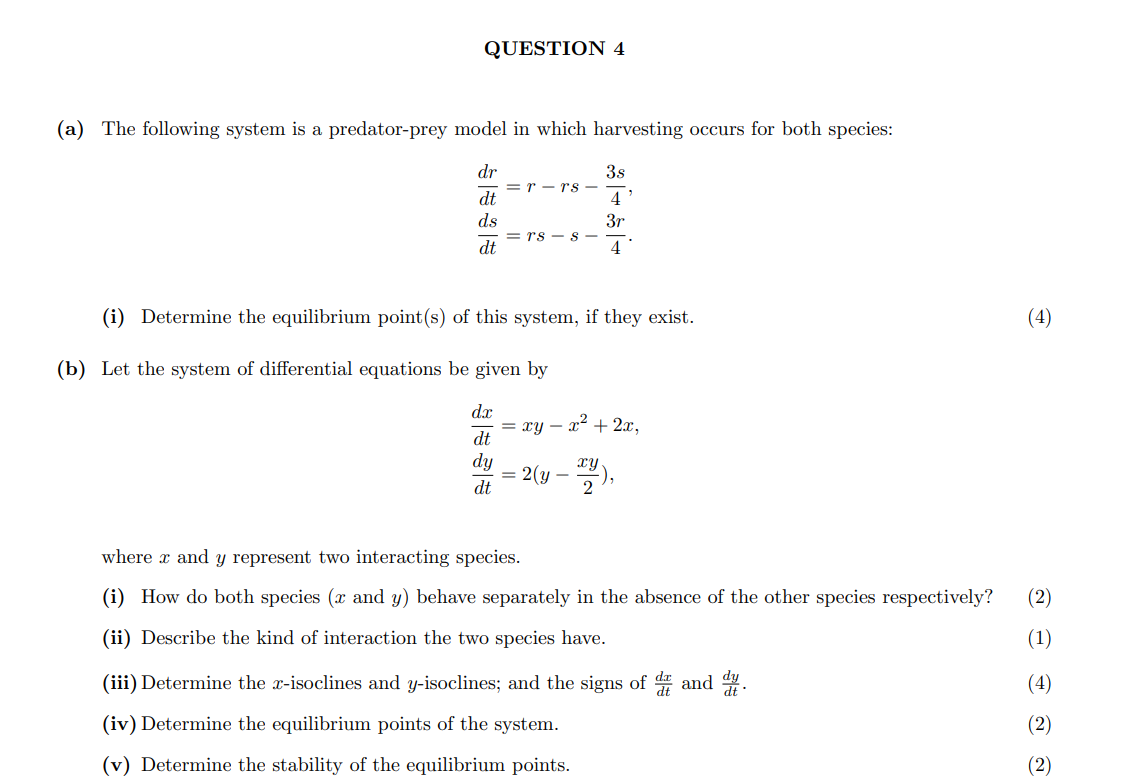 [Solved] (a) The following system is a predatorprey model