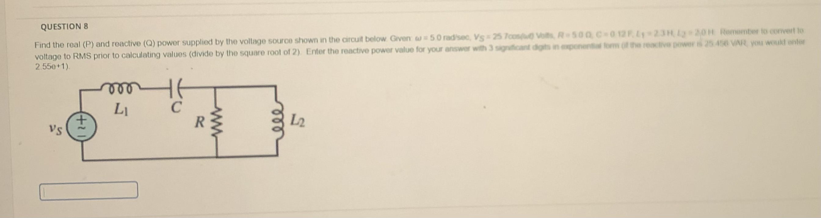 Solved QUESTION 8 2.55e+1) | Chegg.com