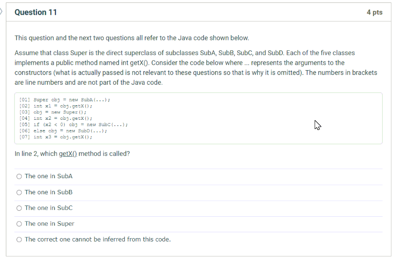 Solved > Question 11 4 pts This question and the next two | Chegg.com