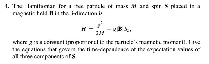 Solved 4. The Hamiltonian for a free particle of mass M and | Chegg.com