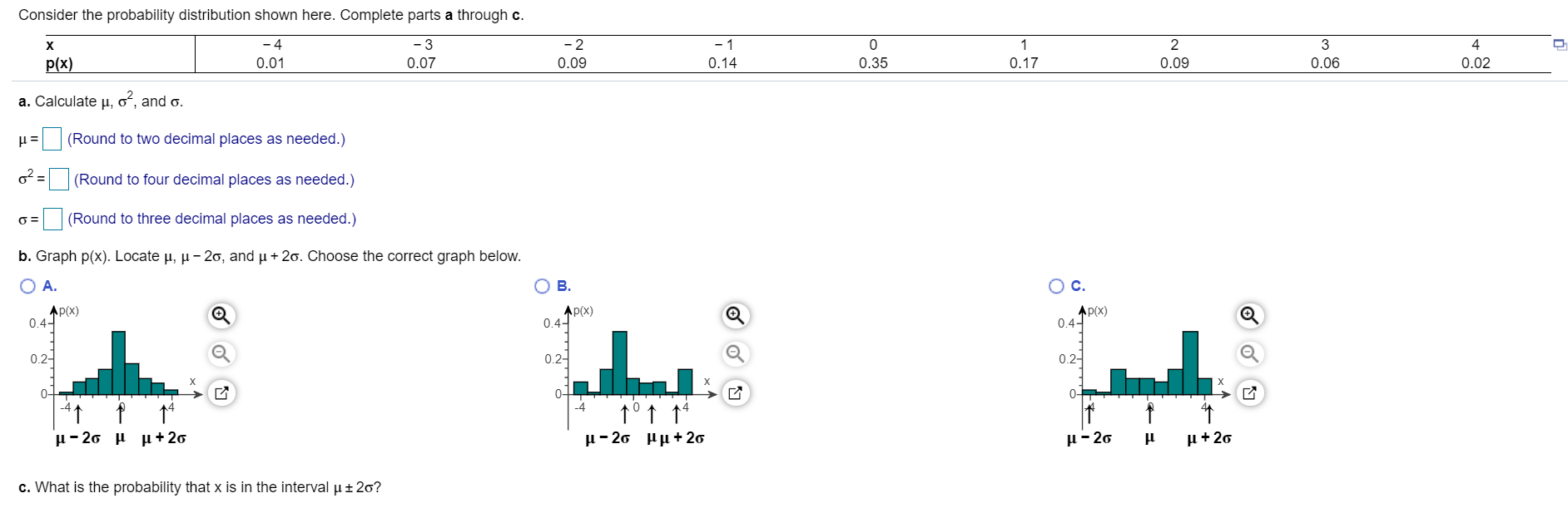 Solved Consider the probability distribution shown here. | Chegg.com