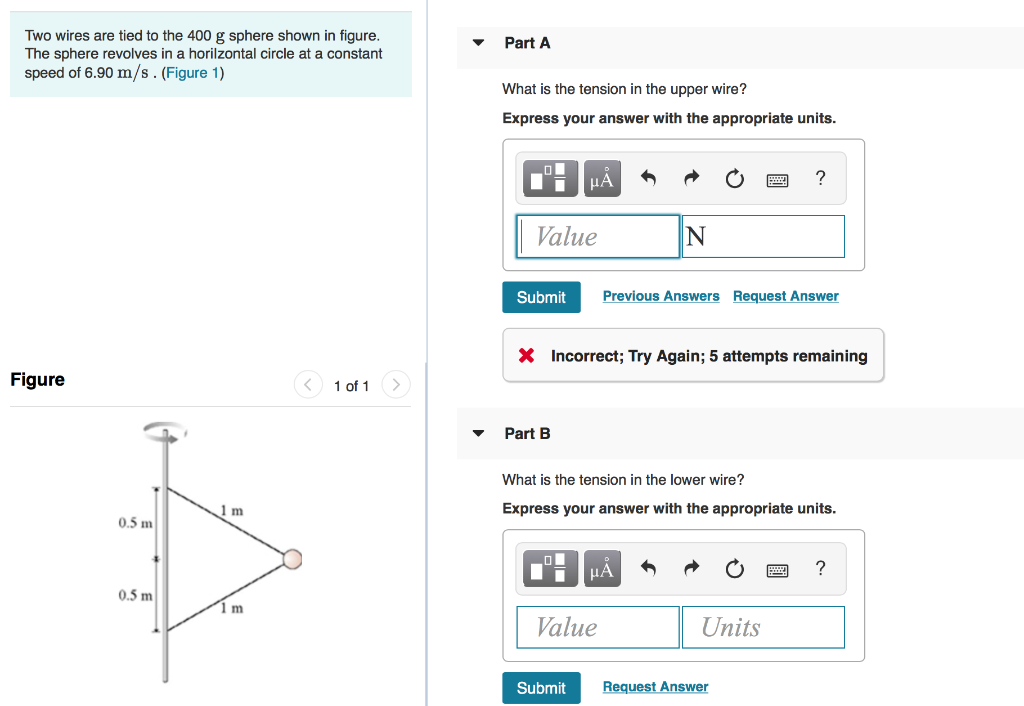 Solved Part A Two wires are tied to the 400 g sphere shown Chegg com