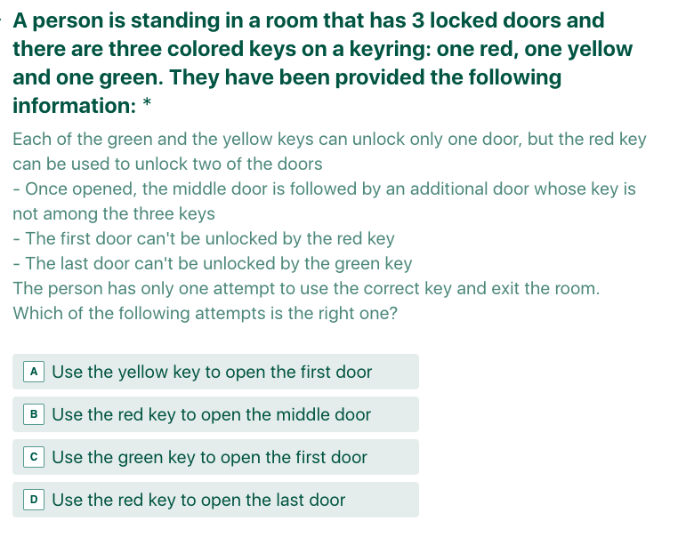 Solved A Person Is Standing In A Room That Has 3 Locked Chegg Com